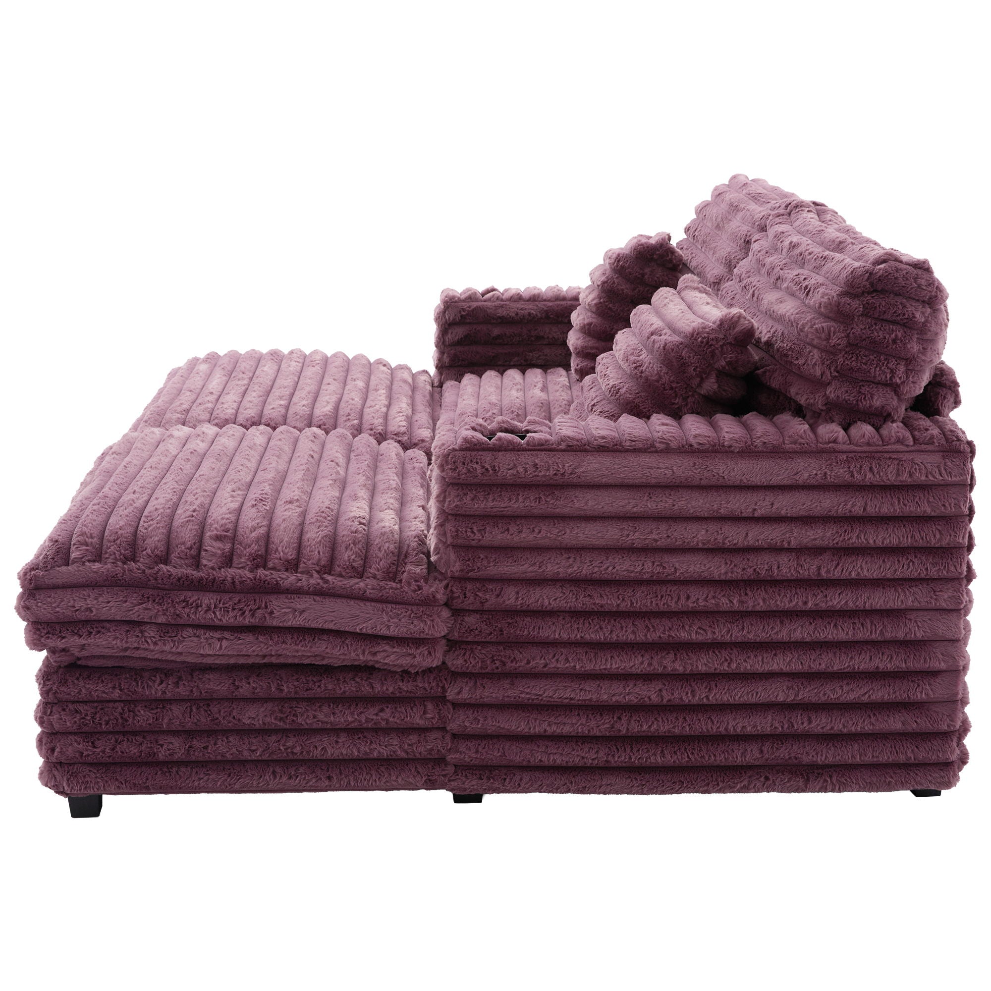 Oversized Double Chaise Lounge Sofa With USB Ports And Cup Holders