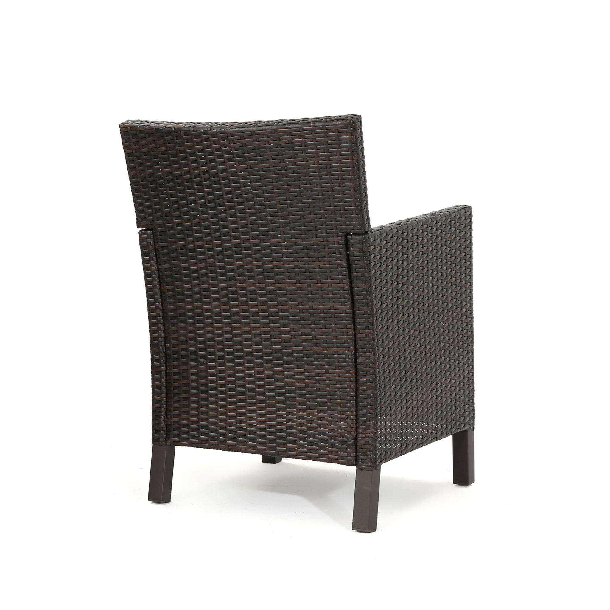 Outdoor Rattan Dining Chair With Straight Legs And Sloped Arms