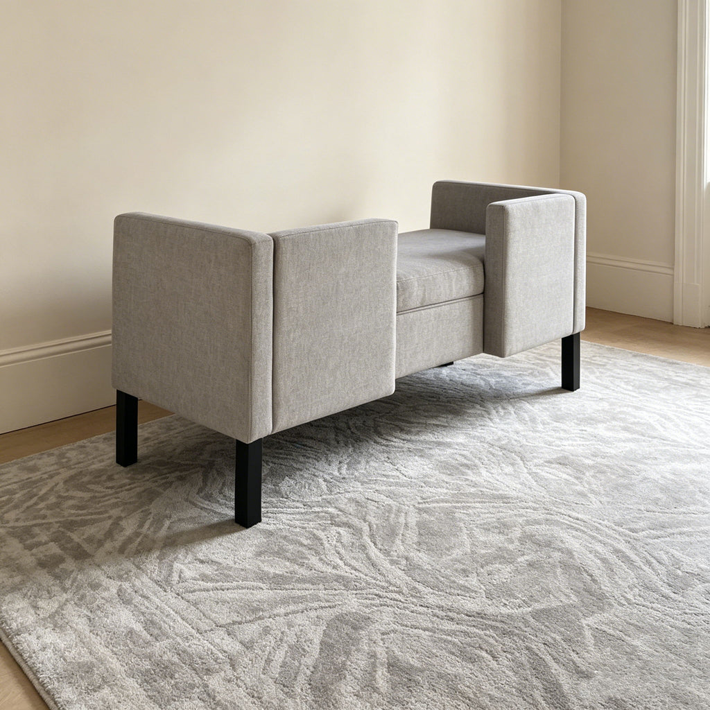 Upholstered Ottoman With 2 Bolster Pillows For Living Room - Gray
