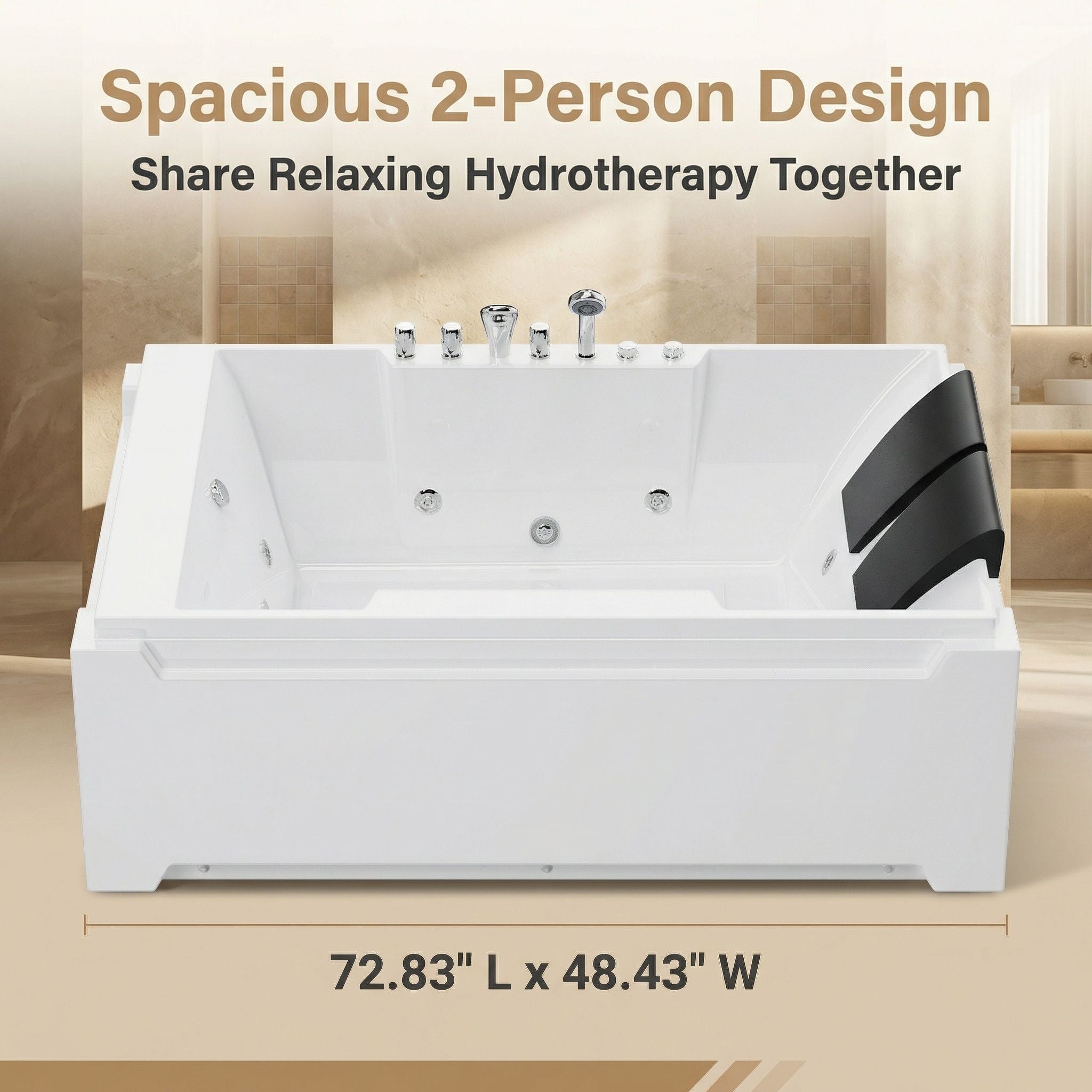 Xavier - Double Massage Bathtub - Milk White