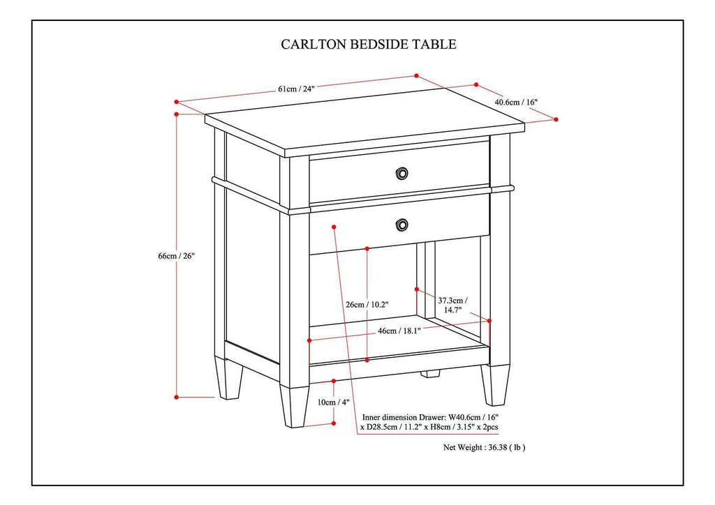 Carlton - Bedside Table - Light Brown