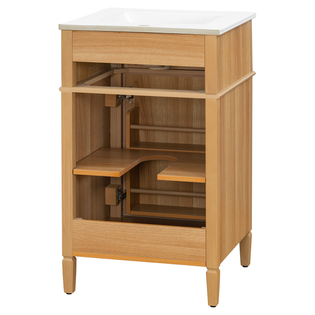 20" Bathroom Vanity With Sink, Adjustable Shelf, Tilt Out Drawer, Freestanding Cabinet - Wood